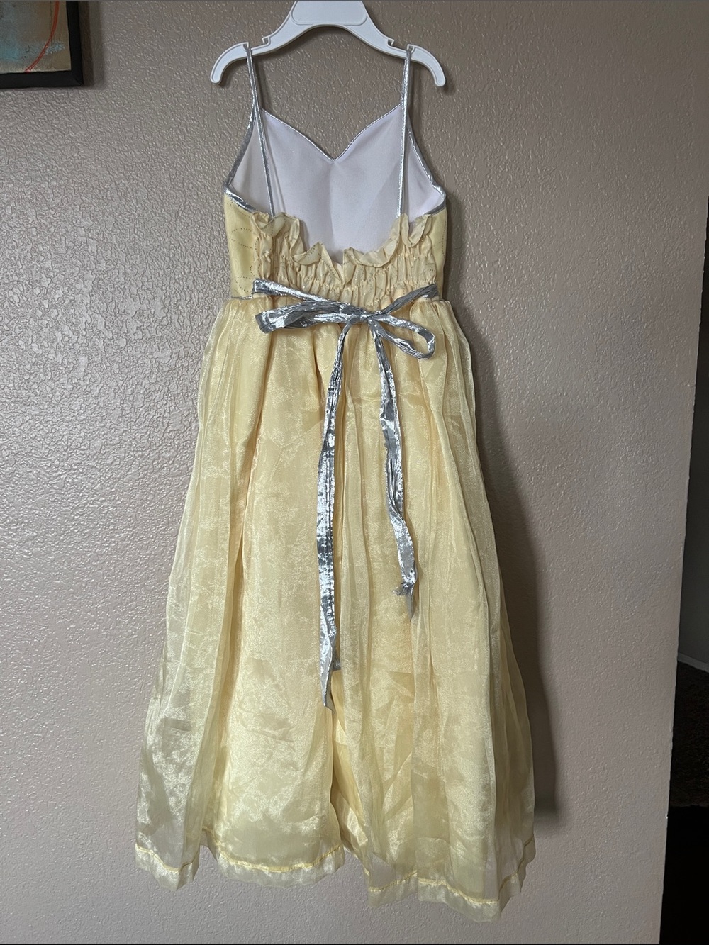 Yellow Metallic Trim Satin Party Dress